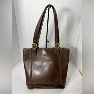 Vtg Coach 9090 LARGE SHOPPER BAG TAN BROWN LEATHER Rare GUC MADE IN USA